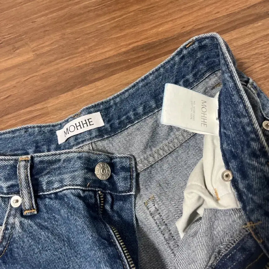[BUNJANG] Mohe Denim Wide Leg Jeans (Medium Wash) / 모헤 데님 와이드 중청바지