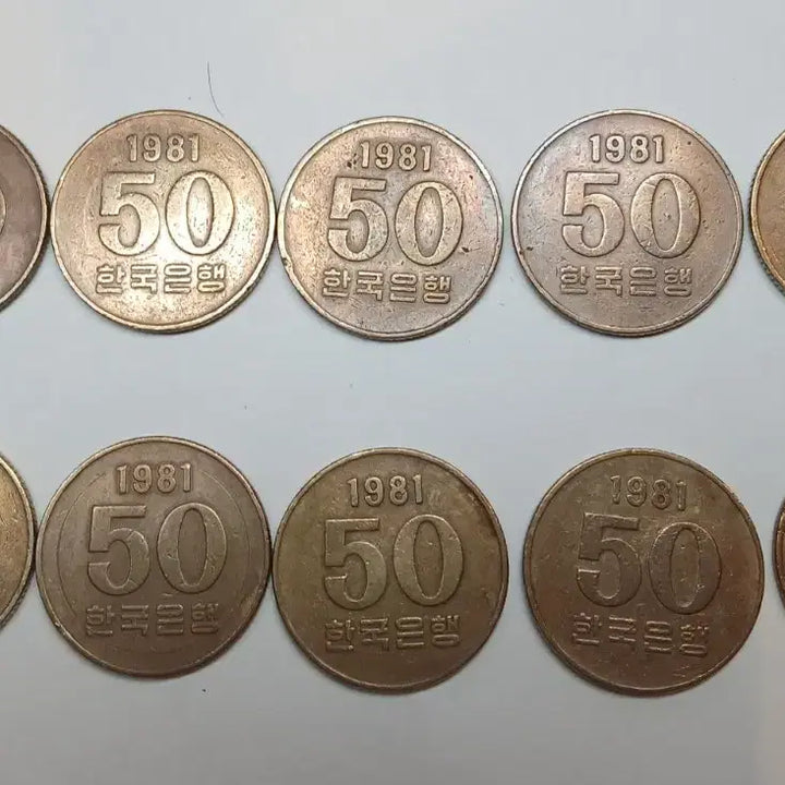 [BUNJANG] 1981 50 Won Coin Bundle (10 pieces) / 1981년 50원 동전 10개 일괄