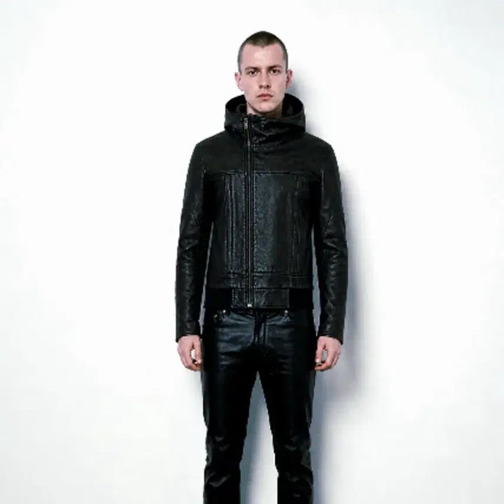 [BUNJANG] Helmut Lang 00ss Lambskin Diagonal Ninja Hood Jacket / 00ss 헬무트랭 램스킨 사선 닌자후드 자켓
