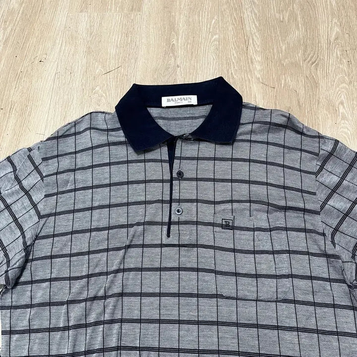 [BUNJANG] Balmain Paris Check Short Sleeve Polo T-Shirt L/100 / 발망 파리 체크 반팔 카라티 L/100