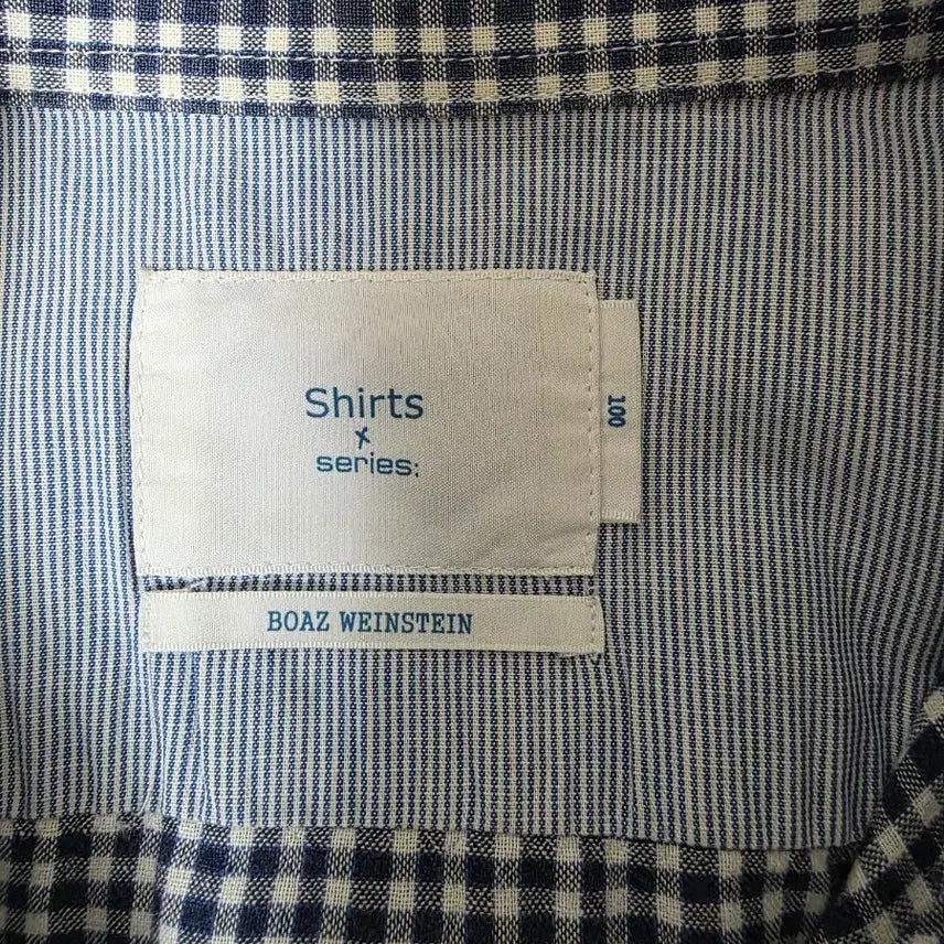 [BUNJANG] Serie Navy Check Long Sleeve Shirt / 시리즈 네이비 체크 긴팔 셔츠 100