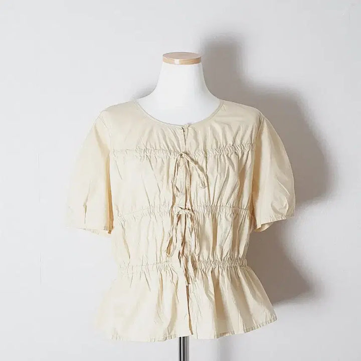 [BUNJANG] Ribbon Round Blouse Yellow / (새) 리본 라운드 블라우스