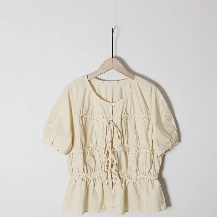 [BUNJANG] Ribbon Round Blouse Yellow / (새) 리본 라운드 블라우스