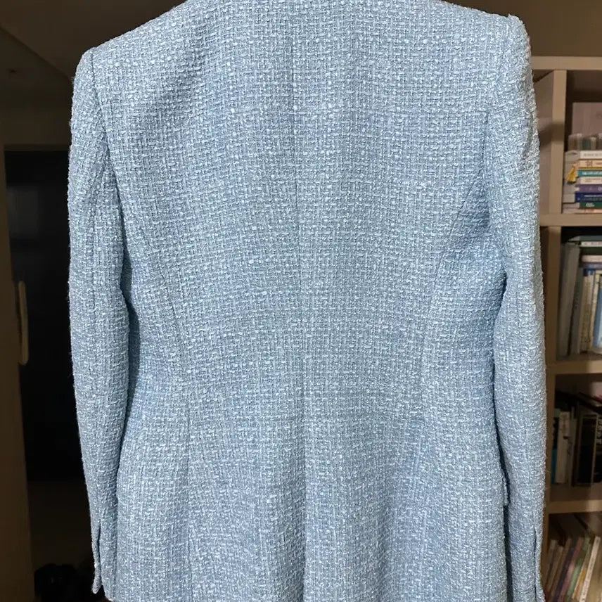 [BUNJANG] ZARA Tweed Blue Double Breasted Blazer / 자라 트위드 블루 더블 자켓