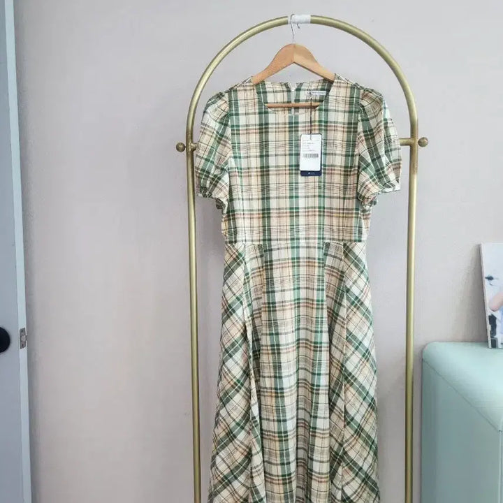 [BUNJANG] Bloomsbury London Check Pattern Short Sleeve Long Dress / 블룸스버리 런던 체크 패턴 반팔 롱 원피스  45