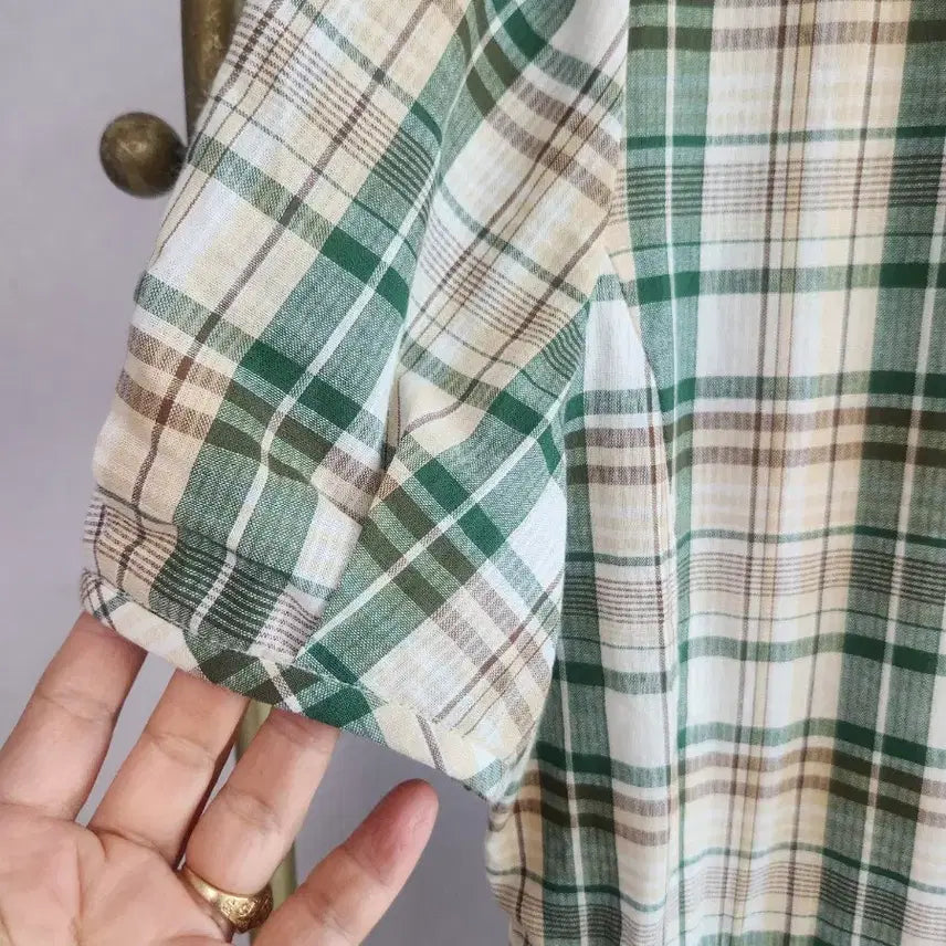[BUNJANG] Bloomsbury London Check Pattern Short Sleeve Long Dress / 블룸스버리 런던 체크 패턴 반팔 롱 원피스  45