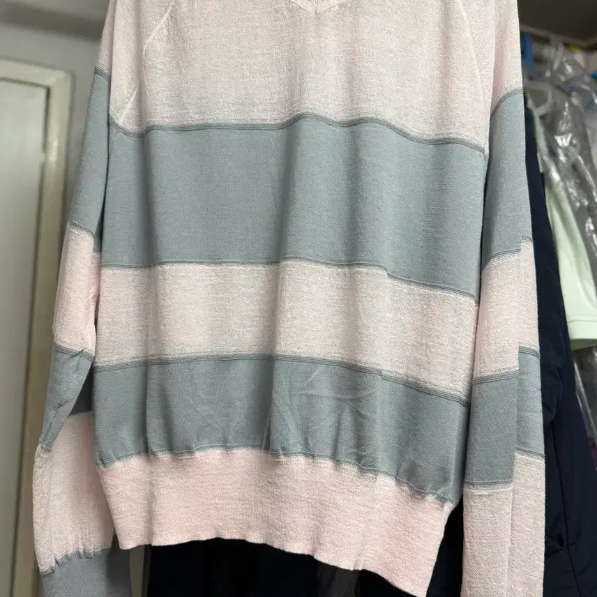 [BUNJANG] System 26ss Texture Block Stripe Knit Top / (할인가)26ss 한섬 시스템 텍스처 블록 스트라이프 니트탑