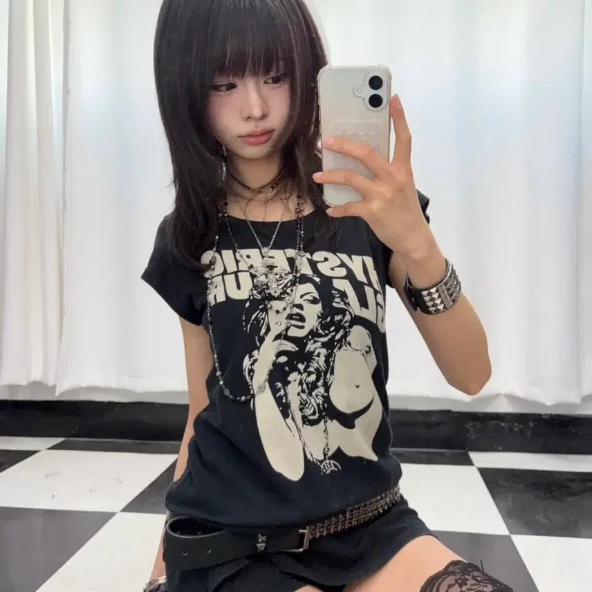 [BUNJANG] Hysteric Glamour Black Printed T-shirt / Hysteric Glamour 블랙 프린팅 티셔츠