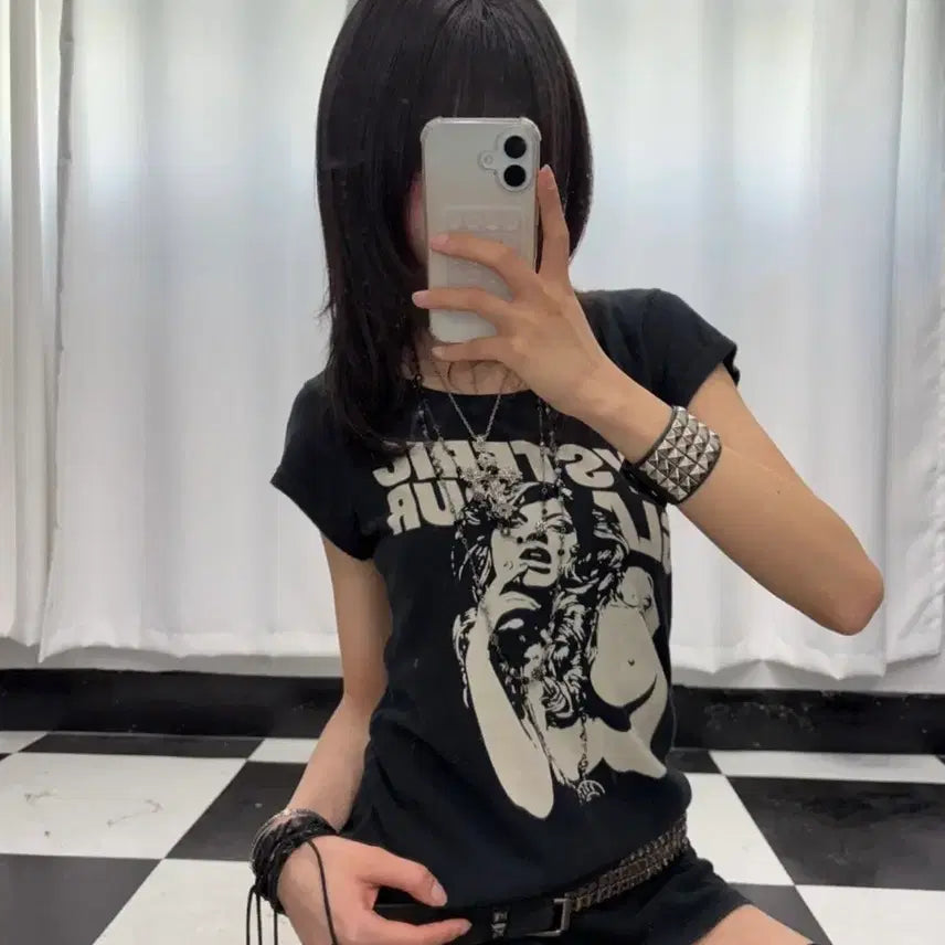 [BUNJANG] Hysteric Glamour Black Printed T-shirt / Hysteric Glamour 블랙 프린팅 티셔츠