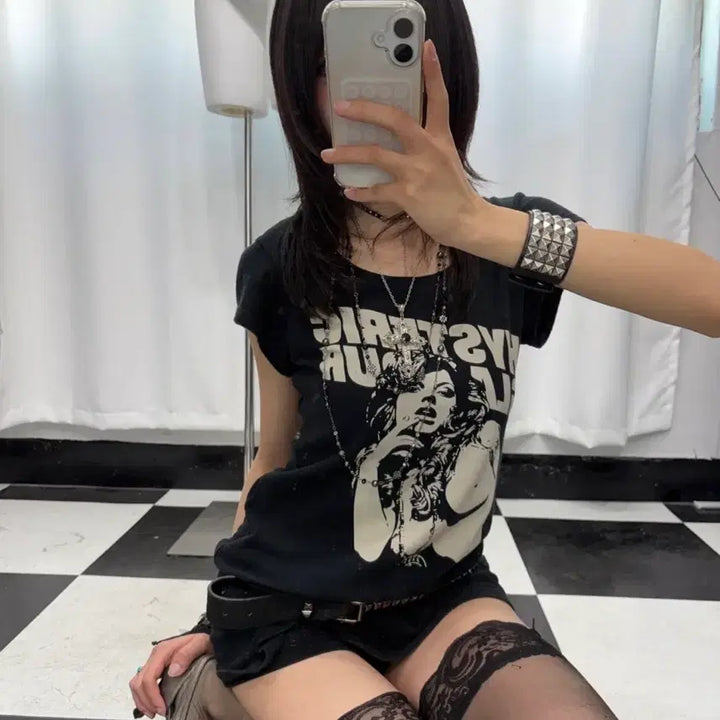 [BUNJANG] Hysteric Glamour Black Printed T-shirt / Hysteric Glamour 블랙 프린팅 티셔츠