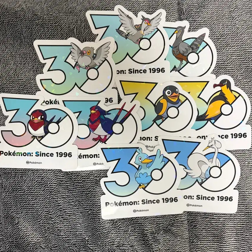 [BUNJANG] Pokemon 30th Anniversary Flying Type Set with Logo Stickers (Chiribiku, Kongdulgi, etc.) / 한국한정 포켓몬 30주년 로고 스티커 콩둘기 찌리비크 등 비행타입 세트