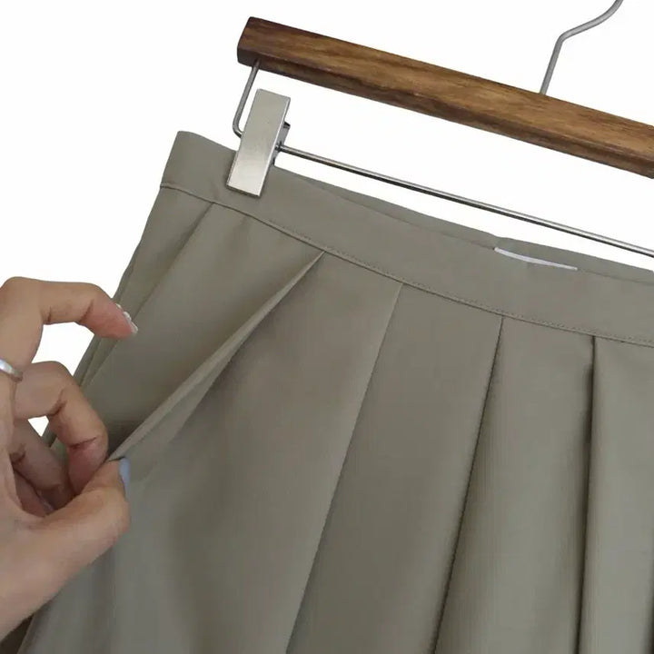 [BUNJANG] Two-Tuck Semi Wide Slacks - Khaki Beige / 교신안함)투핀턱 세미 와이드 슬랙스-카키베이지