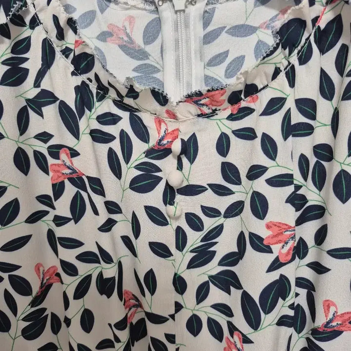 [BUNJANG] Satin Floral Print Midi Dress with Pom-Pom Hem / 새틴  원피스