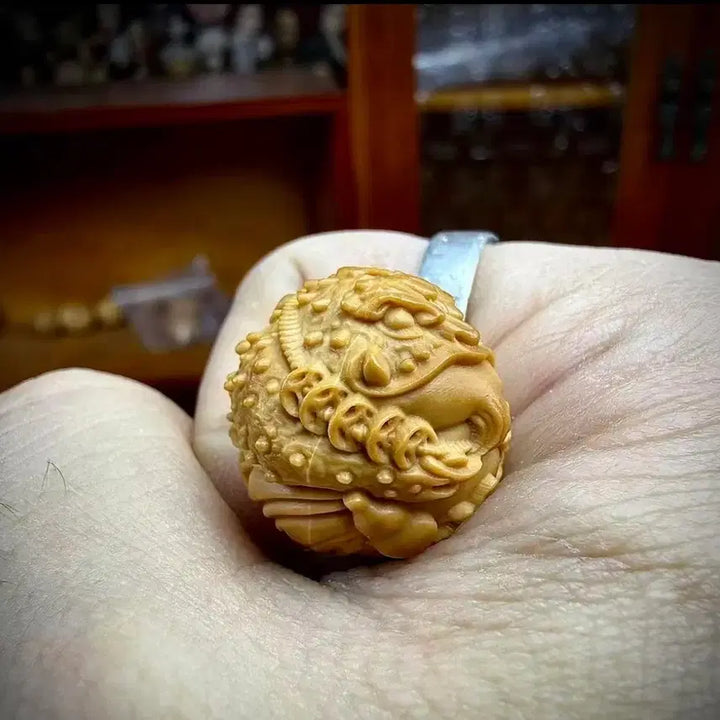 [BUNJANG] Walnut "Money-Bringing Golden Toad" Bead (Carved) / 호두(돈부르는 금두꺼비)금선 구슬 (조각제품) 16~18mm