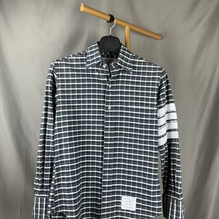 [BUNJANG] Thom Browne Diagonal Stripe Check Shirt / 1size ) 톰브라운 사선완장 체크셔츠