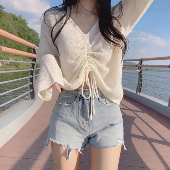 [BUNJANG] Ivory Shirring Knit / 아이보리 셔링 니트