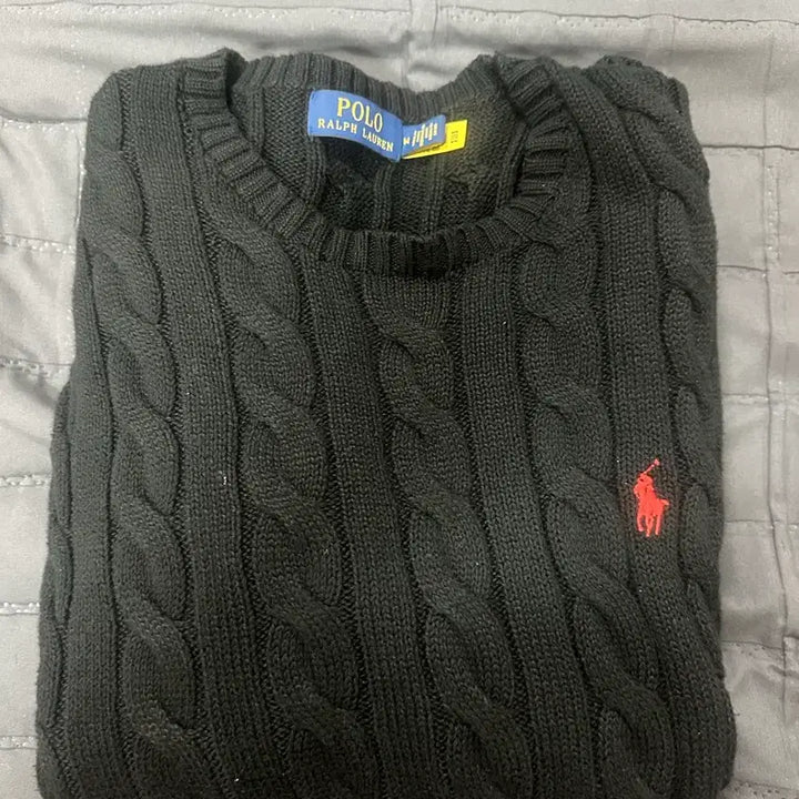 [BUNJANG] Polo Ralph Lauren Cable Knit Black Sweater M / 폴로 랄프로렌 케이블 니트 블랙