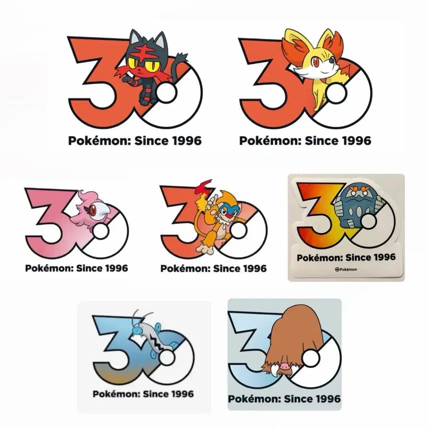 [BUNJANG] Pokemon 30th Anniversary Logo Stickers (Victini, Landorus, Thundurus, Rotom, etc.) / 냐오불 푸호꼬 파이숭이 슈쁘 포켓몬 30주년 팝업 로고스티커 스티커
