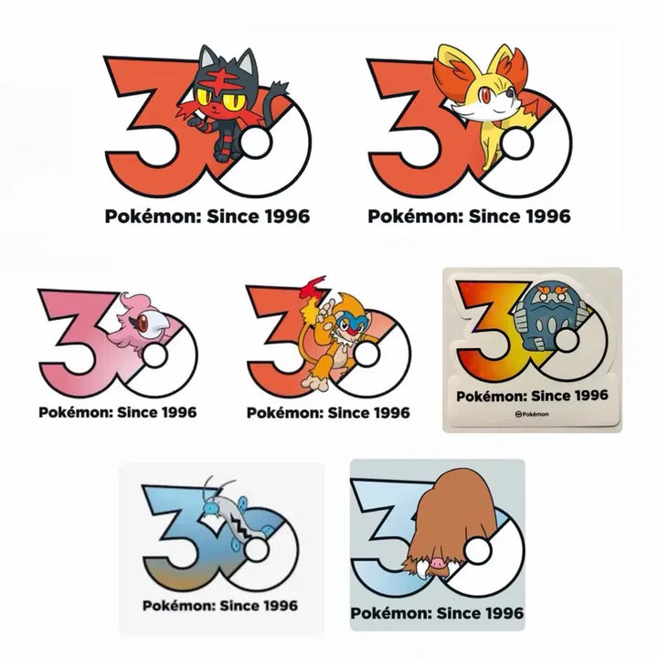 [BUNJANG] Pokemon 30th Anniversary Logo Stickers (Victini, Landorus, Thundurus, Rotom, etc.) / 냐오불 푸호꼬 파이숭이 슈쁘 포켓몬 30주년 팝업 로고스티커 스티커