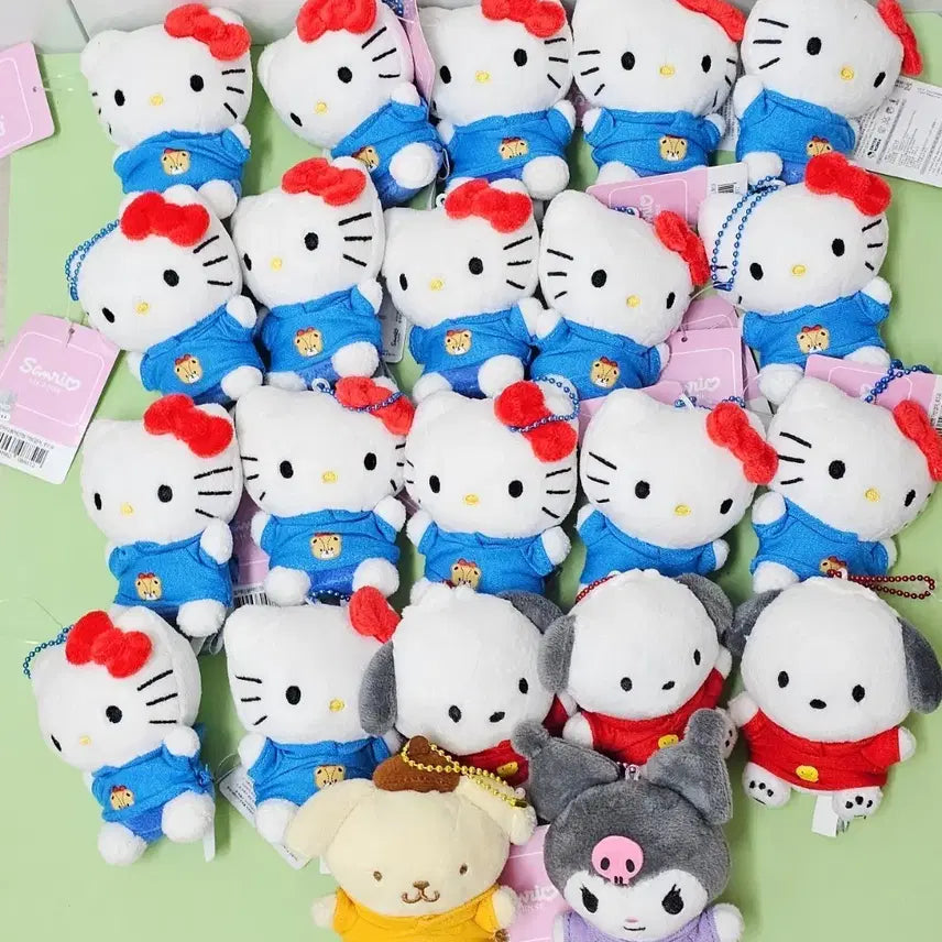 [BUNJANG] Sanrio Characters Plush Keychain (Hello Kitty, Pochacco, Kuromi, Pompompurin) / 산리오 후드 헬로키티 포차코 쿠로미 폼폼푸린 인형 키링 새상품