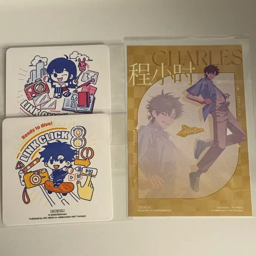 [BUNJANG] Link Click Link Click Collaboration Cafe Postcard Coaster Bundle Set / 시광대리인 투니크 콜라보 카페 엽서 코스터 청샤오시 챠오링