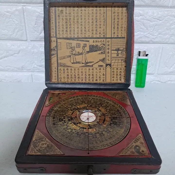 [BUNJANG] Antique Compass with Chinese Characters in Wooden Box / 무엇에 쓰는 물건인고 3번