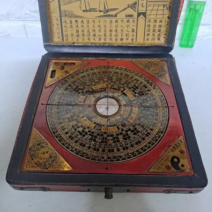 [BUNJANG] Antique Compass with Chinese Characters in Wooden Box / 무엇에 쓰는 물건인고 3번