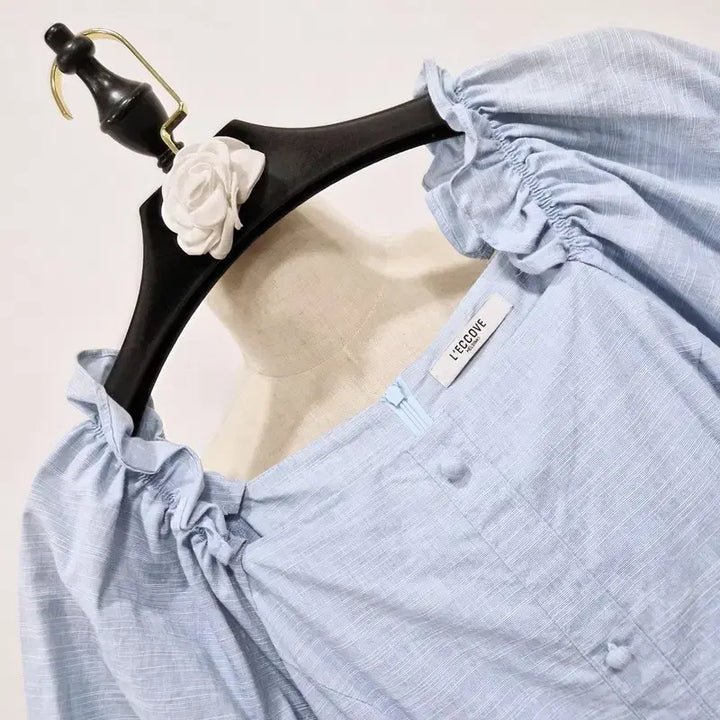 [BUNJANG] Recov Square Neck Puff Sleeve Dress / 레코브 스퀘어넥 퍼프소매 원피스