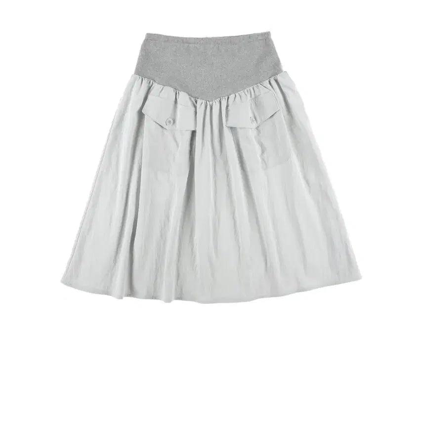 [BUNJANG] ONSKAR FLARE RIB SKIRT - Grey / 온스카 플레어 미디 스커트 그레이 FLARE RIB SKIRT 치마