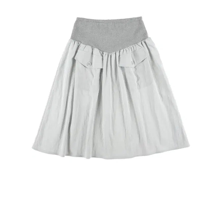 [BUNJANG] ONSKAR FLARE RIB SKIRT - Grey / 온스카 플레어 미디 스커트 그레이 FLARE RIB SKIRT 치마