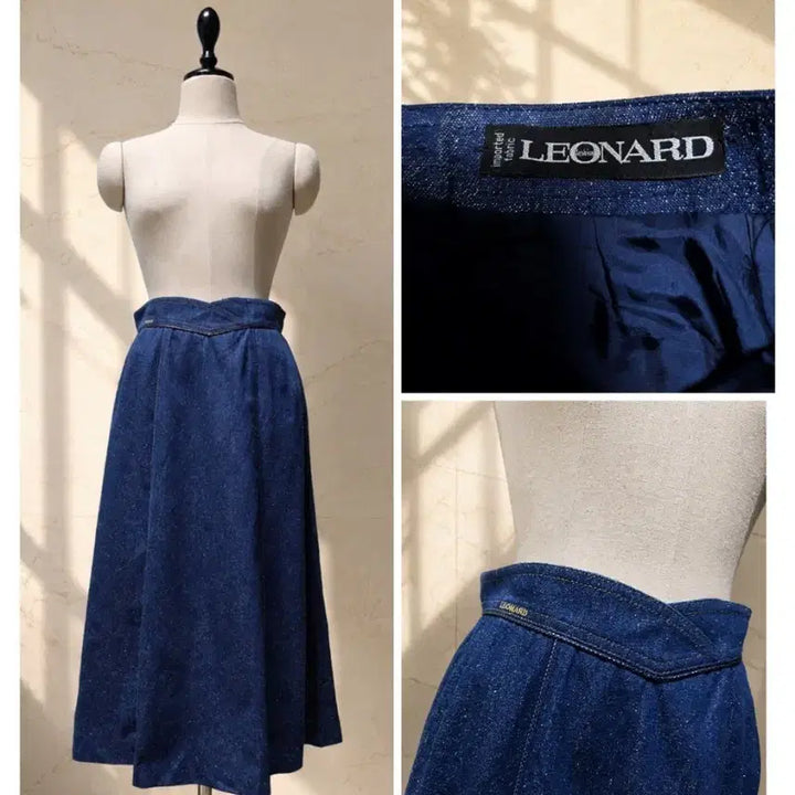 [BUNJANG] LEONARD Indigo Flare Denim Skirt Silk Lined / (정품) LEONARD 레오나드 인디고 플레어 데님 스커트 / 실크안감