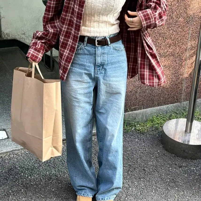 [BUNJANG] Liveary Red Checkered Shirt / 리브어리 레드 체크셔츠