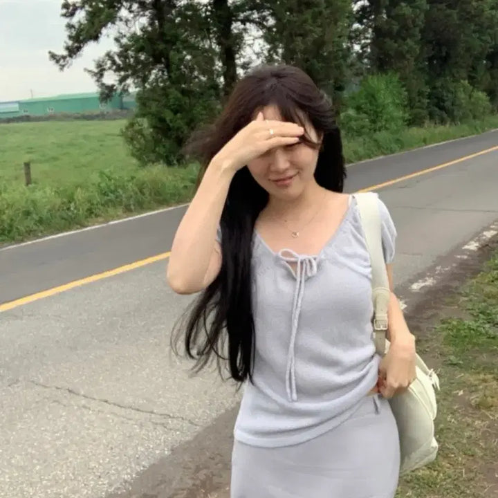 [BUNJANG] OINI Low-Rise Skirt - Subtle Blue-Grey / 오이니 제작 로우라이즈 스커트 제니오