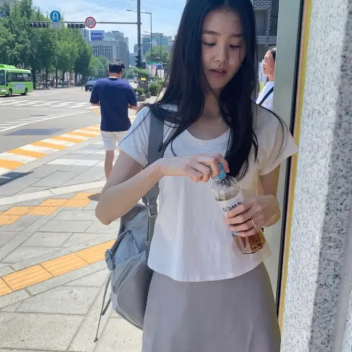 [BUNJANG] OINI Low-Rise Skirt - Subtle Blue-Grey / 오이니 제작 로우라이즈 스커트 제니오
