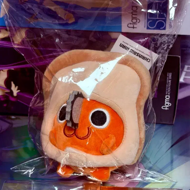 [BUNJANG] Chainsaw Man Pop-up Limited Edition Square Can Badge &amp; Pochita Bread Keychain &amp; Pochita Marker Set / 체인소맨 팝업 사각 캔뱃지&amp; 포치타 식빵 키링&amp; 포치타 메지루시