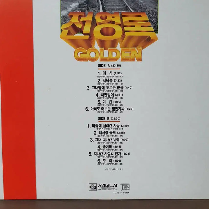 [BUNJANG] Jeon Young Rok Golden LP 1989 / 전영록 골든 (Golden) LP 1989 킹레코드