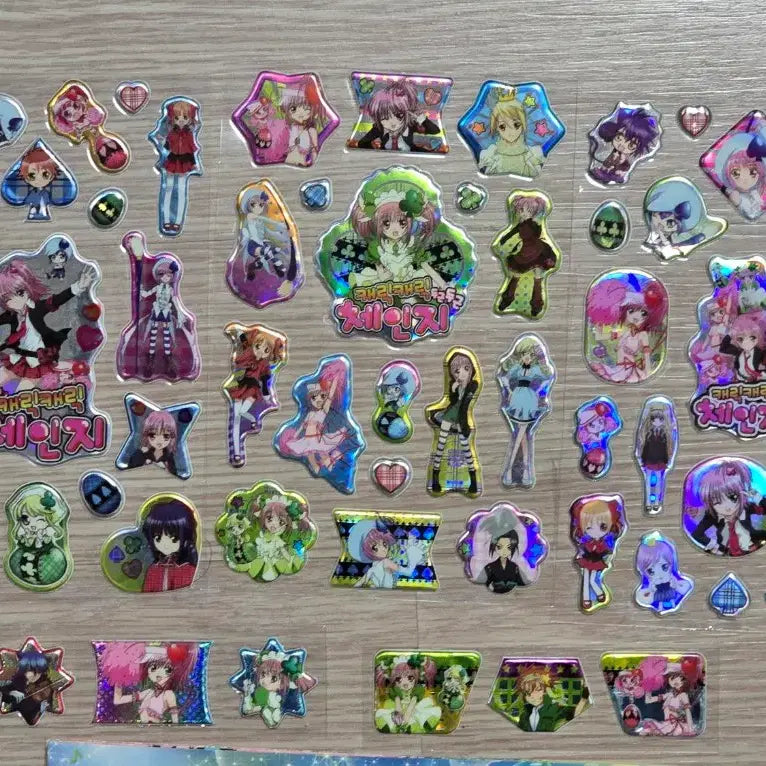 [BUNJANG] Shugo Chara! (Character Transformation) Classic Toy &amp; Stationery Bundle: Wonderful Aurora Metal Stickers / 일괄) 캐캐체 캐릭캐릭 체인지 고전 완구 문구 원더풀 오로라 메탈 스티커