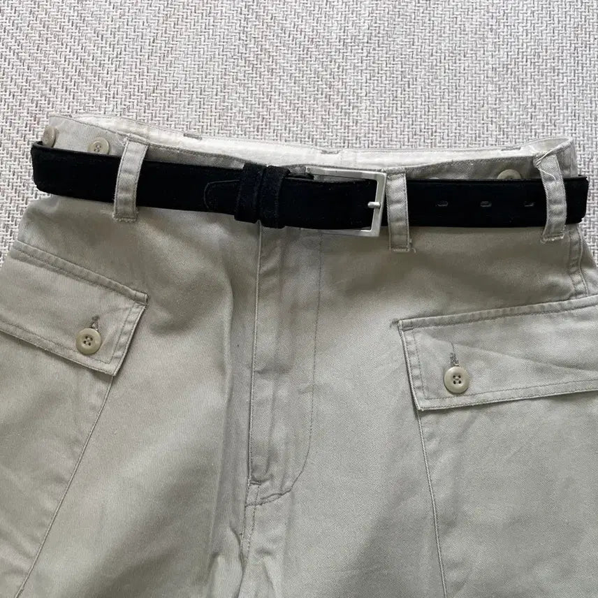 [BUNJANG] Vintage Suede Silver Buckle Leather Belt / 빈티지 스웨이드 실버버클 레더 벨트