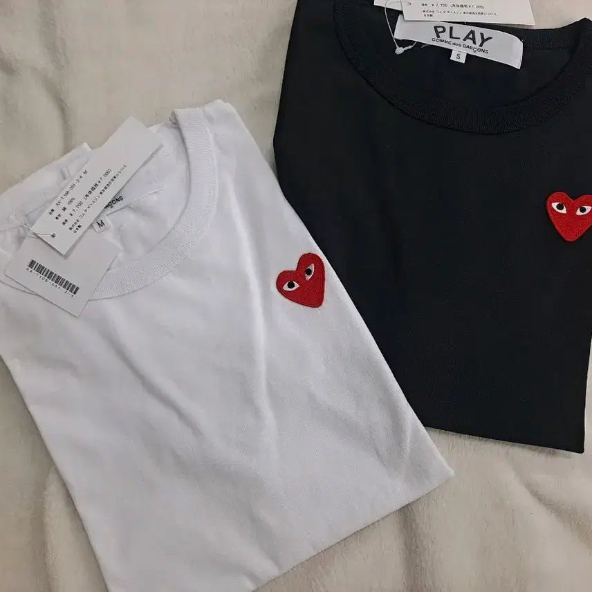 [BUNJANG] Comme des Garçons PLAY Short Sleeve T-Shirt / 꼼데가르송 플레이 흰색/검정 반팔