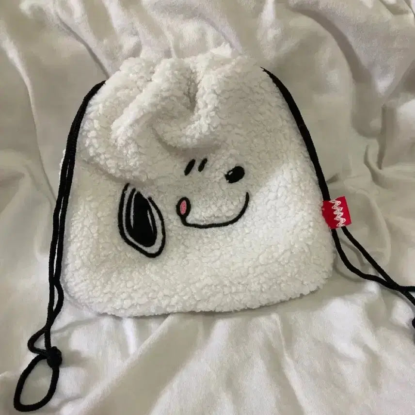 [BUNJANG] Snoopy Drawstring Pouch White / 스누피 복조리 가방 파우치 화이트