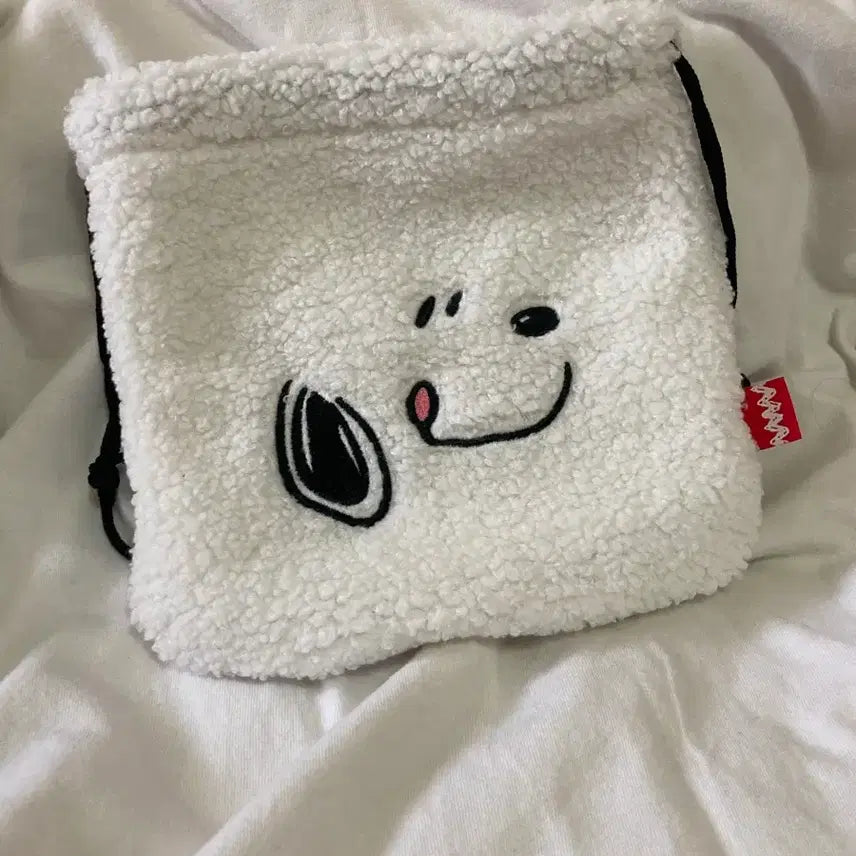 [BUNJANG] Snoopy Drawstring Pouch White / 스누피 복조리 가방 파우치 화이트