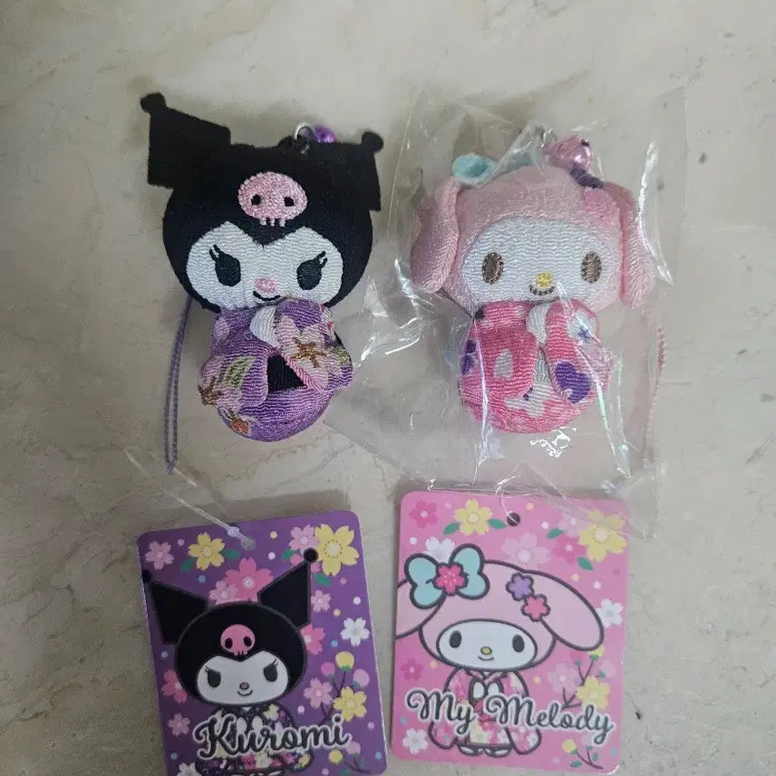 [BUNJANG] Sanrio Kuromi My Melody Kimono Doll Keyring Set / 쿠로미 마이멜로디 기모노 인형 키링 세트 산리오