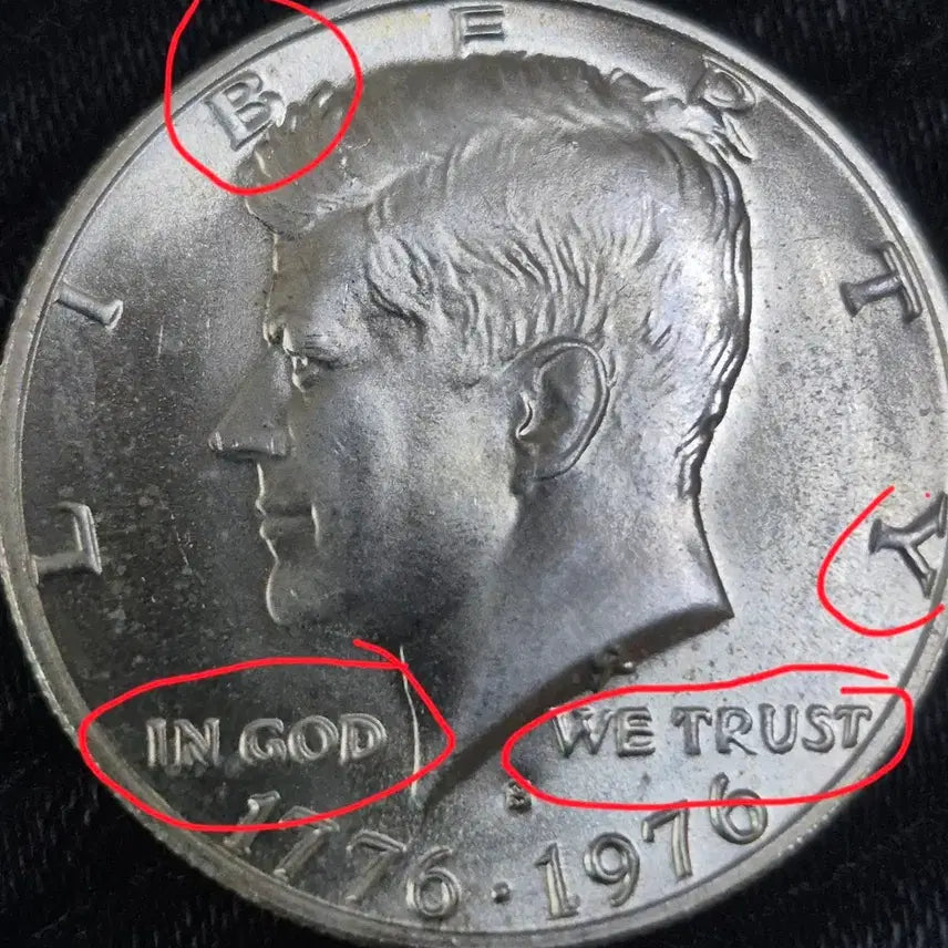 [BUNJANG] 1976 Kennedy Half Dollar Silver Coin RPM Error (Uncirculated) / 1976년 s케네디 하프 달러 은화 DDR에러(완전 미사용)