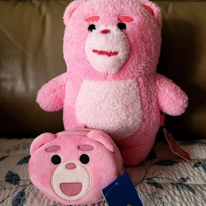 [BUNJANG] Bellygom Pink 30cm Plush + Coin Pouch Set / 벨리곰 뽀글이 핑크 30cm인형+동전지갑 파우치 세트(새상품)