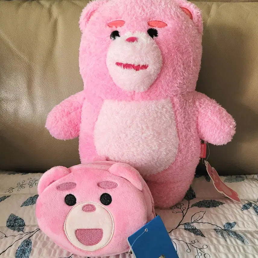 [BUNJANG] Bellygom Pink 30cm Plush + Coin Pouch Set / 벨리곰 뽀글이 핑크 30cm인형+동전지갑 파우치 세트(새상품)