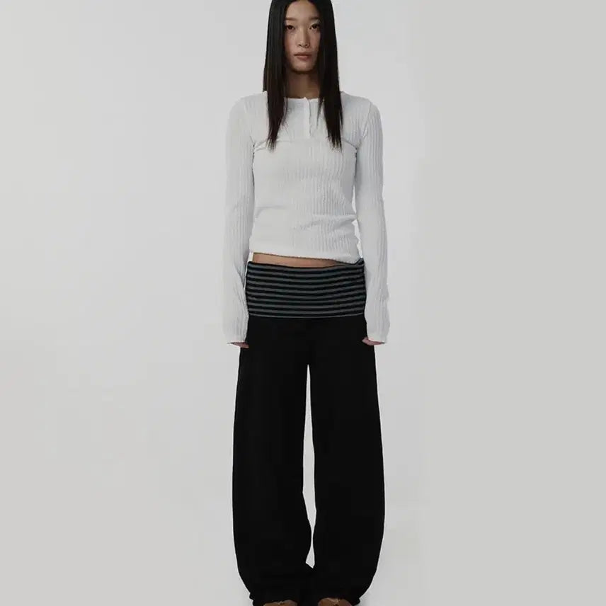 [BUNJANG] Suede Layered Long Pants Black / 스웨이드 LAYERED LONG PANTS 블랙