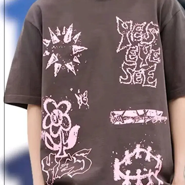 [BUNJANG] YES EYE SEE Doodling Print Short Sleeve T-Shirt / YES EYE SEE 두들 프린팅 반팔티