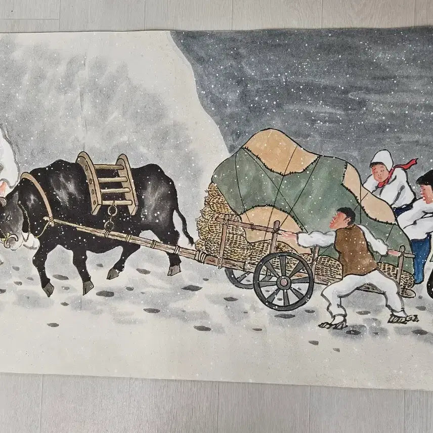 [BUNJANG] Lee Seok-woo Folk Painting Winter Landscape / 한국화가  청초 이석우  민화 풍속화