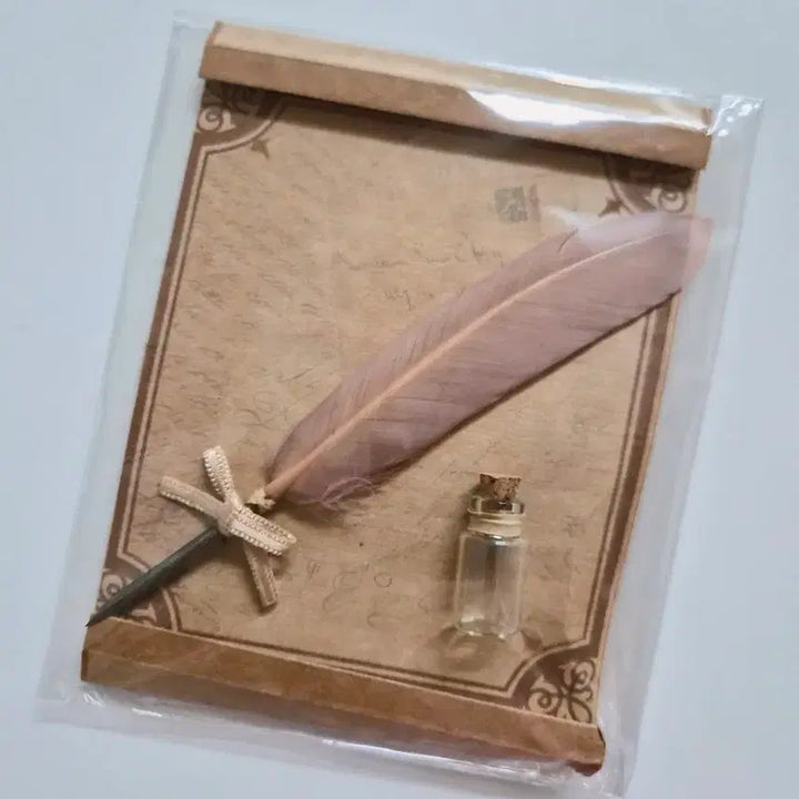 [BUNJANG] BJD Feather Pen and Stationery Set / 구체관절인형 소품 깃털펜 편지지세트