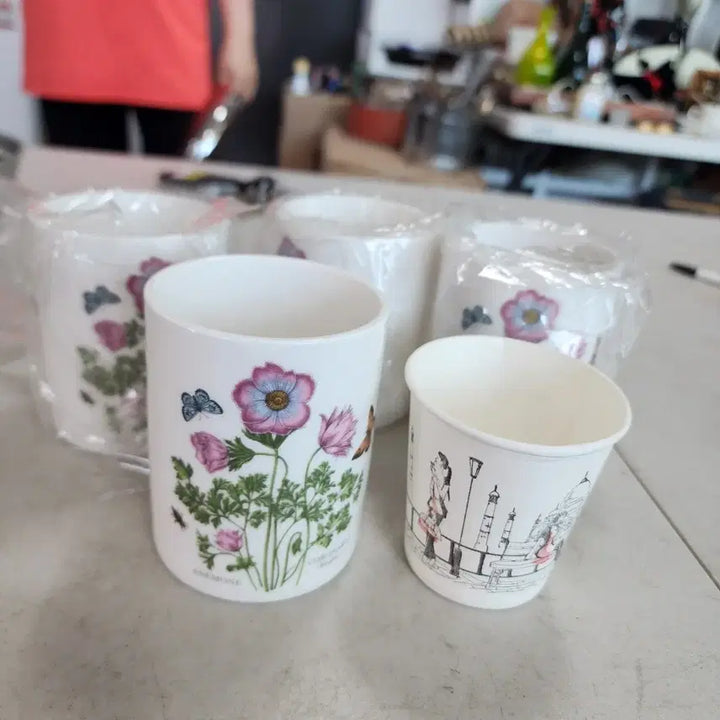 [BUNJANG] Set of 5 Korean Ceramic Cups / 5개에9000원 미사용 국산 도자기 컵높이9cm 지름7.2cm